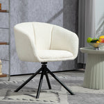 Armchair Lounge Chair, 360° Swivel with Armrests & Metal Legs, Linen Look Cream White