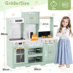 Children's Play Kitchen with Accessories and Creative Design, Green Wood and Plastic
