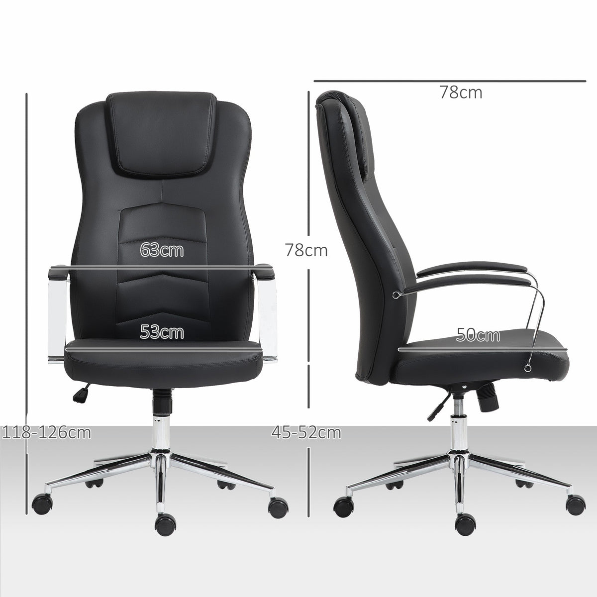 Office Chair with Tilt, Height-Adjustable Swivel, Reclining, 120 kg Load Capacity, Black