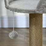 PawHut Cat Tree Small, Cat Scratching Post with Play Ball Lying Area, Jute Grey