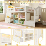 Mid-Height Bed 90x200 cm with Drawers, Storage & LED Lighting, White