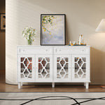 Sideboard Mirrored Doors Drawers Adjustable Shelves, Crystal Handles