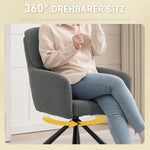 Upholstered Dining Chair, Thick Padding, Armrests, Metal Legs, Grey