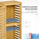 Bathroom Cabinet/Side Cabinet Slatted Door 2 Compartments Storage, Natural