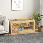 Hamster Cage, Playhouse Gerbils Swings Ladders Opening Roof, Natural Wood