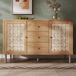 Country-style Chest of Drawers, 120x40x75 cm with 2 Doors and 3 Drawers, Oak-colored