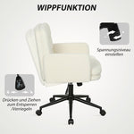 Mobile Office Chair, Armrest, 5 Wheels, Swivel, Fabric, Cream White