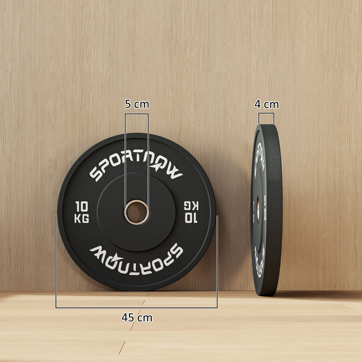 Dumbbell Weights, 2 x 10 kg, for 5 cm Barbell, Black