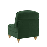 Windsor Armless Sofa with Removable Ruffle Skirt and Cushion, Green Chenille
