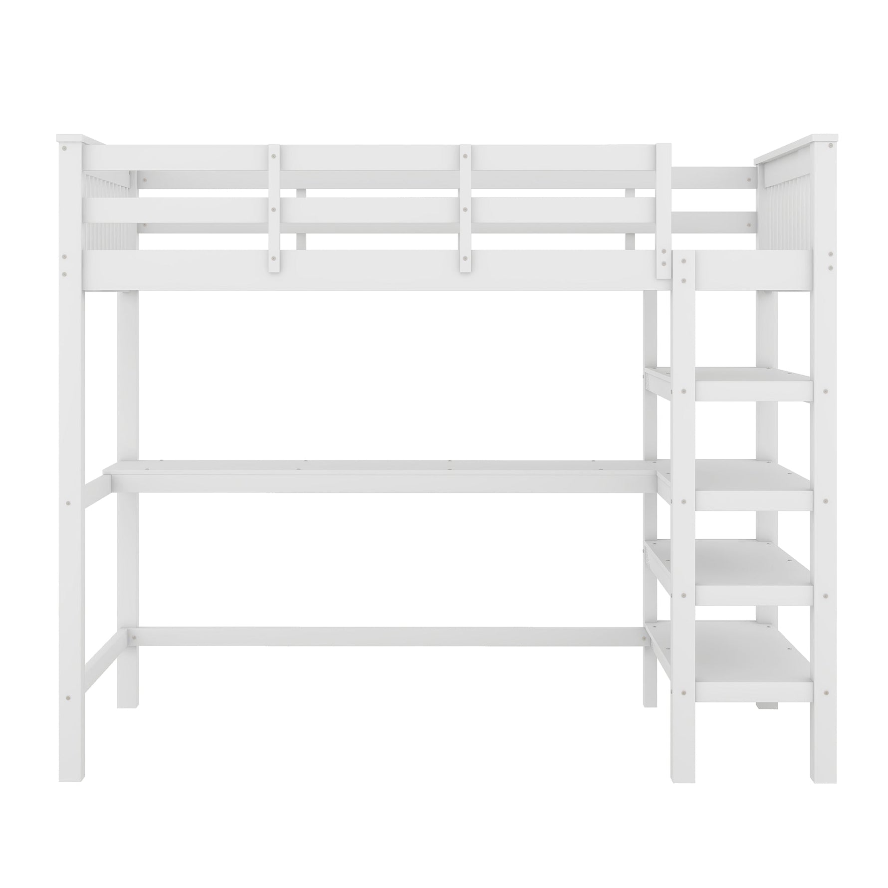 Loft Bed 90x200cm Storage Under-Bed Desk - White
