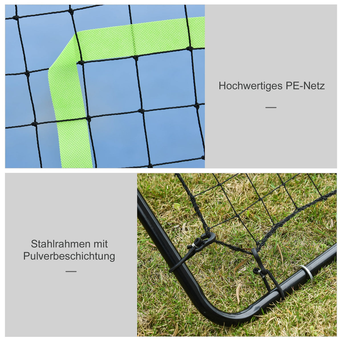 Kickback Rebounder Goal, 75x126cm Football Training Aid, Black Steel and PE