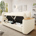 Teddy Plush Sofa, 3-Seater Modular Sofa Bed with Storage and Side Table, Beige