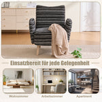 Modern Armchair with Side Pocket and Solid Wood Legs, Circular Pattern Fabric