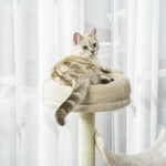Cat Scratching Post, Climbing Tree with Toys & Tunnel, Beige