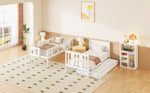 Bunk Bed for Kids with Pull-Out Bed and Storage Stairs, White