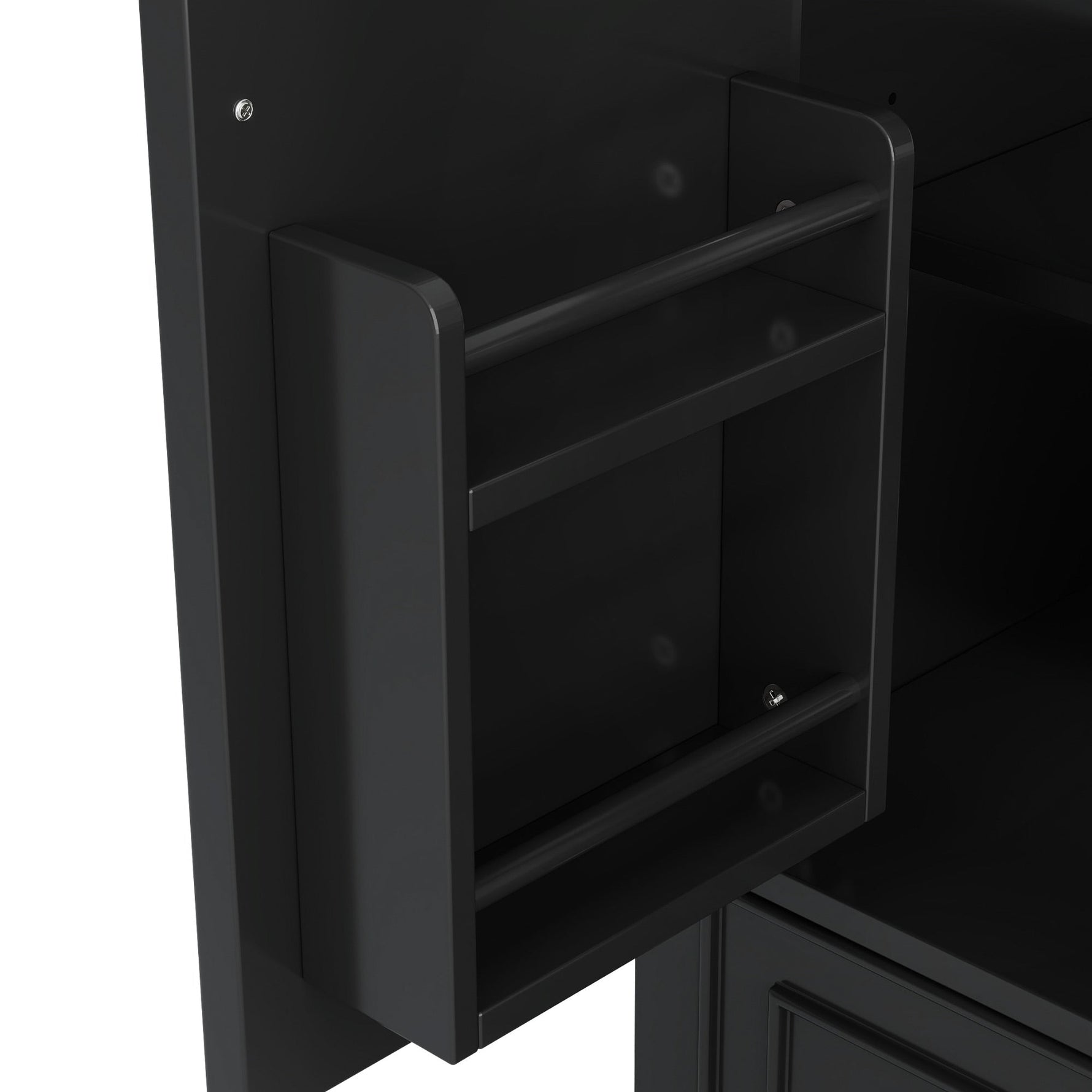 Bathroom Vanity Unit with Ceramic Sink and Solid Wood Legs, White and Black