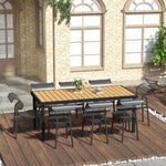 Garden Table Dining Aluminium 8-Person 190x90cm Easy-Care Natural & Black