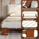 Upholstered Single Bed with Padded Headboard and Slatted Base, Dark Brown