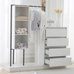 Drawer Cabinet Wardrobe Set Sideboard Clothes Rail W140/W40/H135 White