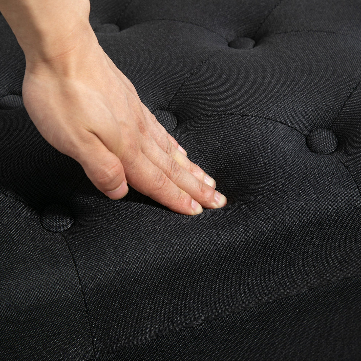Upholstered Bench with Storage, Hallway Bedroom Living Room, Black