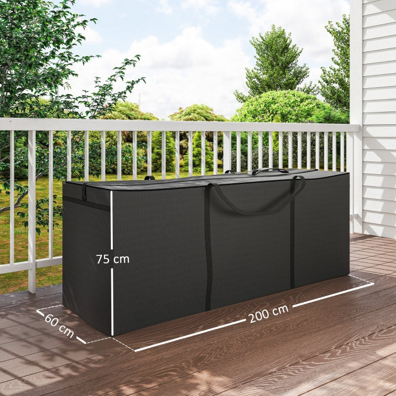 Garden Cushion Storage Bag, Waterproof UV-Resistant 600D Oxford, Black