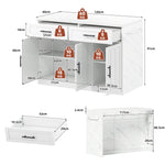 Kitchen Island with Power Outlets USB Adjustable Shelves, White
