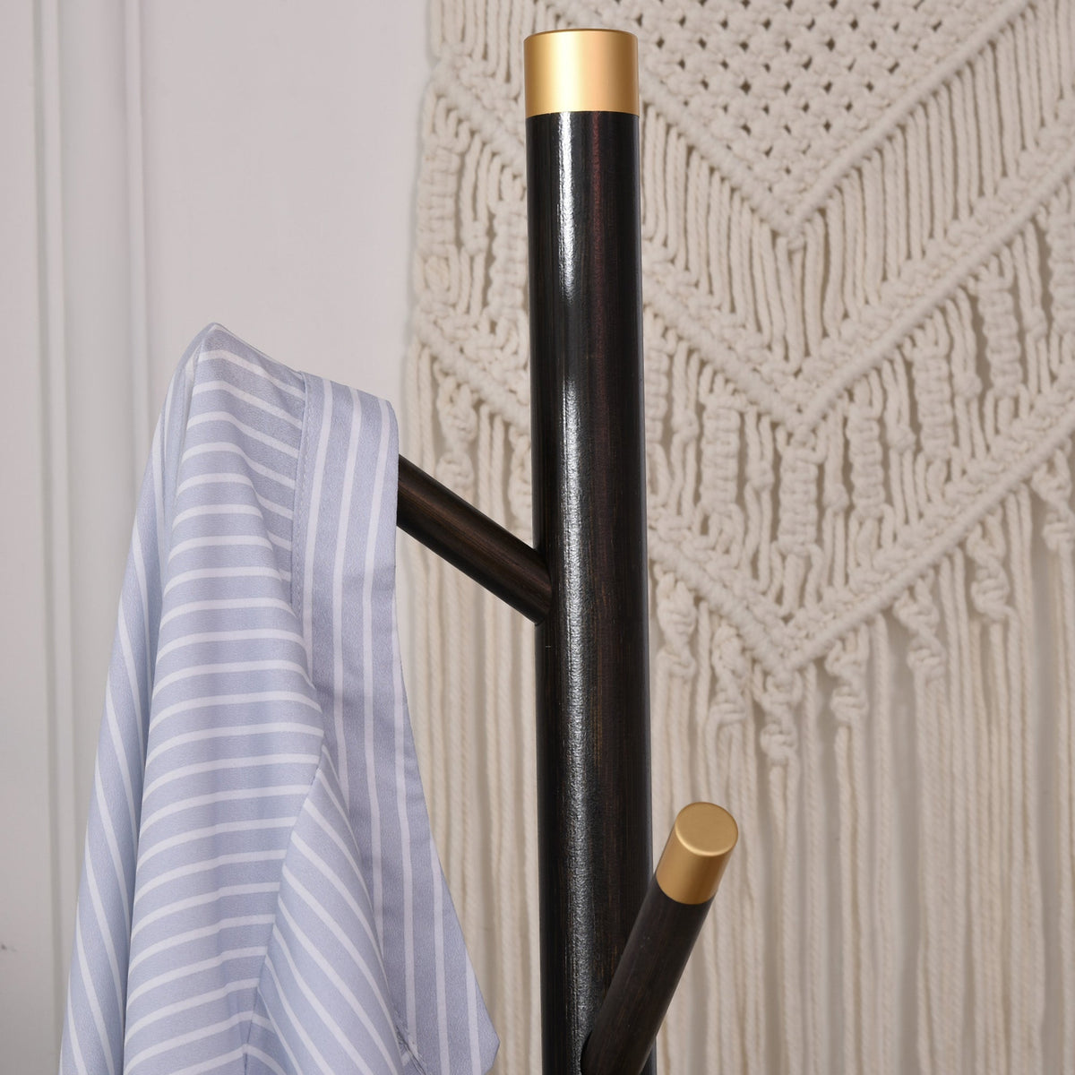 Coat Rack, 6 Hooks, Freestanding, Walnut