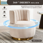 Swivel Chair 360° Round Velvet Barrel - Beige