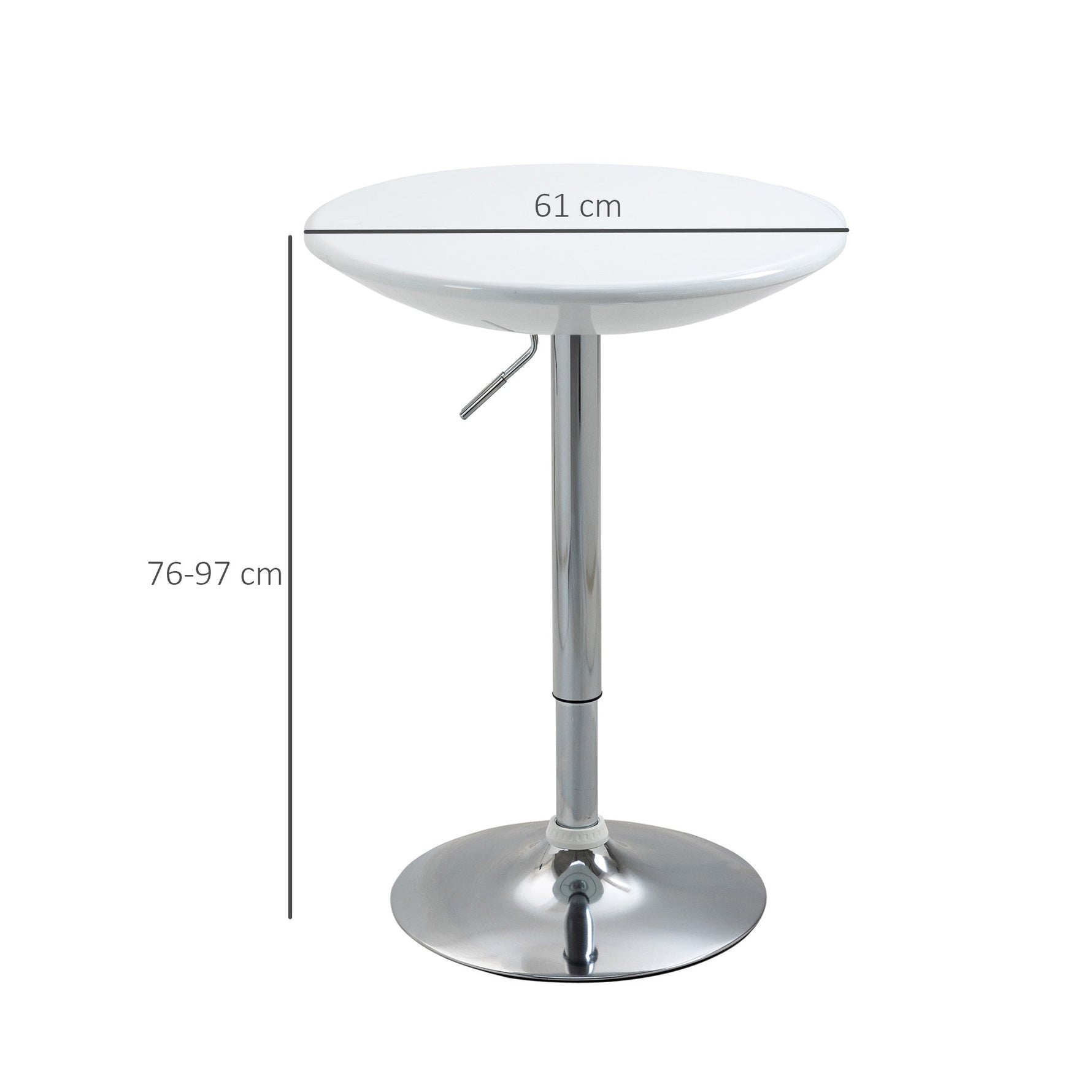 Bar Table, Height Adjustable, Metal ABS, White