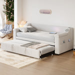 Sofa Bed, 90/180*190cm, Bluetooth, USB, Storage, Slatted Frame, Velvet Beige