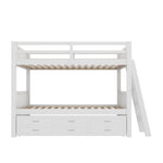 Bunk Bed 90x200cm House Bed Pull-out Bed 3 Drawers - White