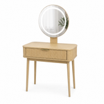Dressing Table with LED Mirror & Drawers, 80x40x133 cm, Oak