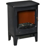 LED Electric Fireplace, Freestanding Flame Effect, 900/1800W, Black
