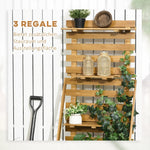 Raised Bed with Trellis, 3 Shelves, Wood, Brown
