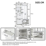 Hallway Coat Rack, 7-in-1 with Shoe Bench, 7 Hooks, Bookshelf, Drawers, White
