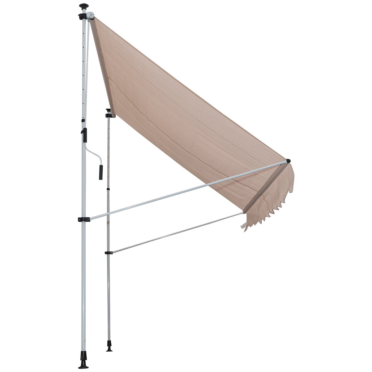Articulated Arm Awning, Clamp, Height Adjustable 200x150cm, Cream White Aluminum
