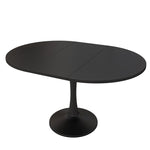 Extendable Oval Dining Table 100/140x100cm Modern - Black