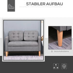 2-Seater Sofa, Removable Cushions, Fabric, Grey