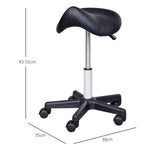 Rolling Stool, Height-Adjustable Swivel with Wheels, Black Faux Leather