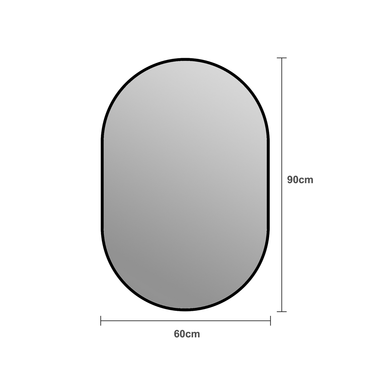 Arch Wall Mirror 60x90 cm HD Copper-Free, Black Aluminum Frame