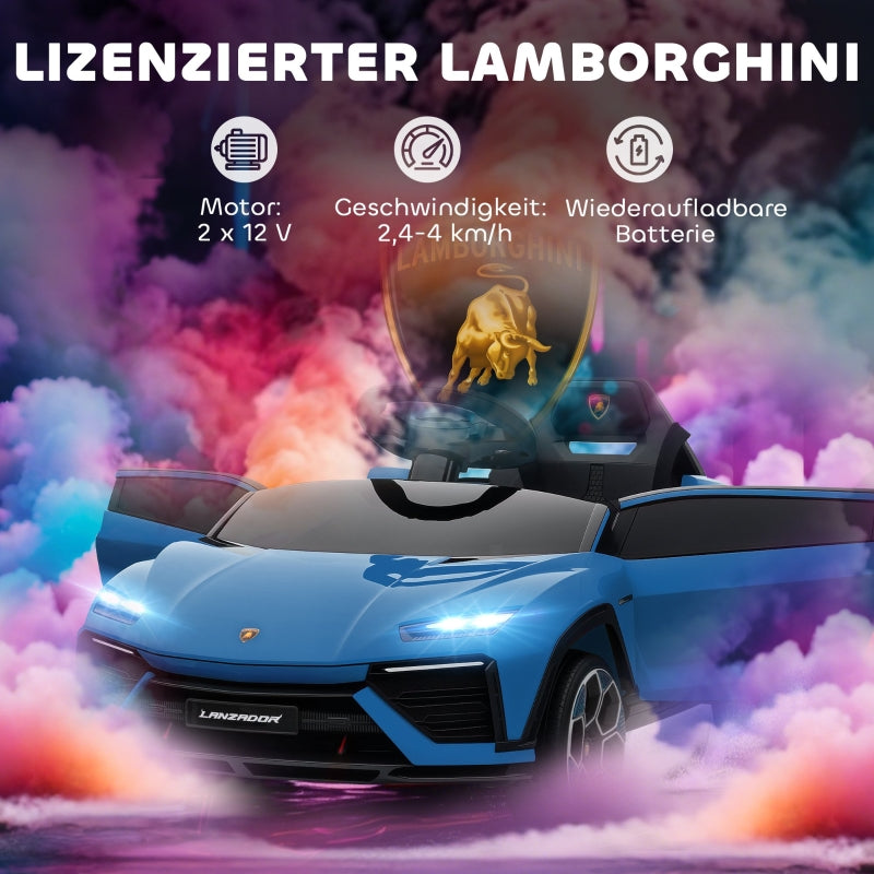 Children's Electric Car with 12V Battery, Remote Control and LED Lights, Blue