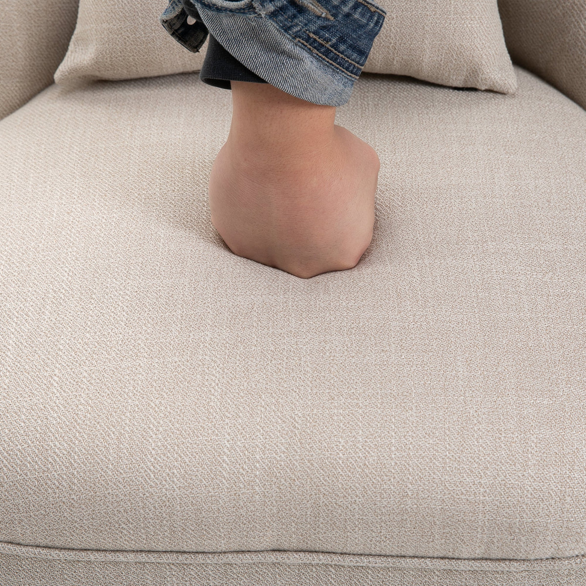 Recliner Chair, Back Cushion, Linen-Look, Cream White