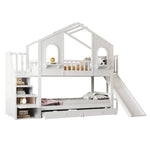 Children's Bunk Bed 90x200 House Shape with Ladder & Slide, White