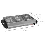 Buffet Warmer, 6.8L Hot Plate 300 Watt Adjustable Thermostat, Stainless Steel