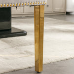 A&A Furniture Nikki Collection Tufted Velvet Dining Chair Set of 2 Golden Legs - Grey/Gold