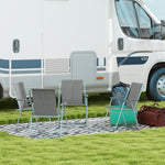 Folding Chair Set of 4, Foldable Garden Camping with Backrest Armrest, Oxford Grey