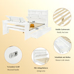 Children's Bed 140x200cm with Storage & Desk in White Wood