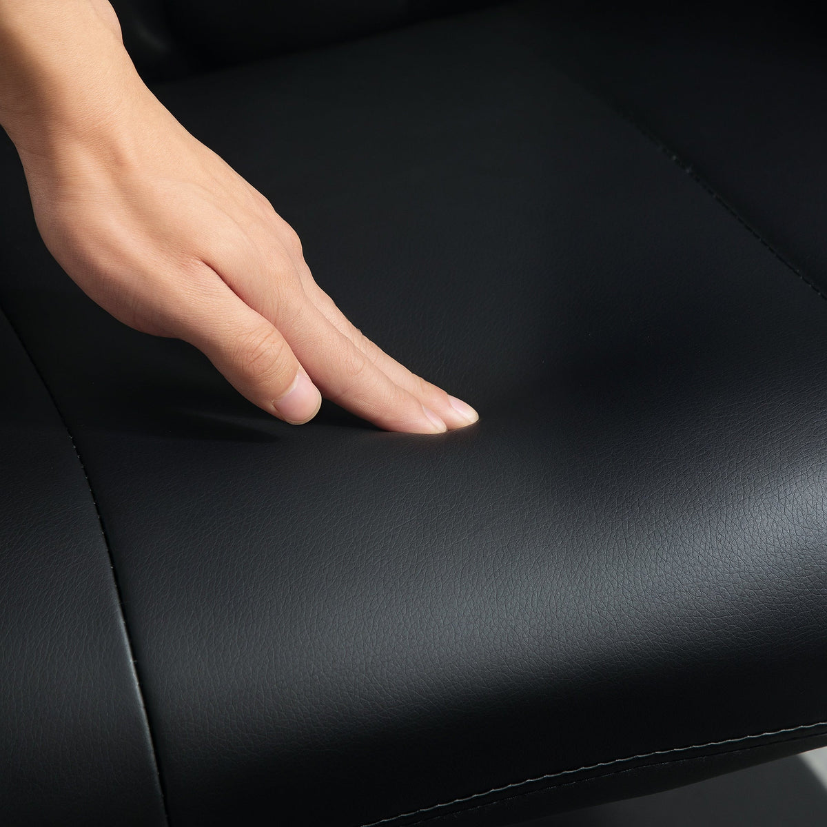 Recliner Chair with Footstool, 360° Rotating, 150 kg, Faux Leather Black