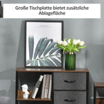 Storage Chest of Drawers, 3 Fabric Drawers and Shelves, Brown and Gray Metal