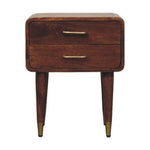 Astor 2-Drawer Nightstand, Solid Wood Brown